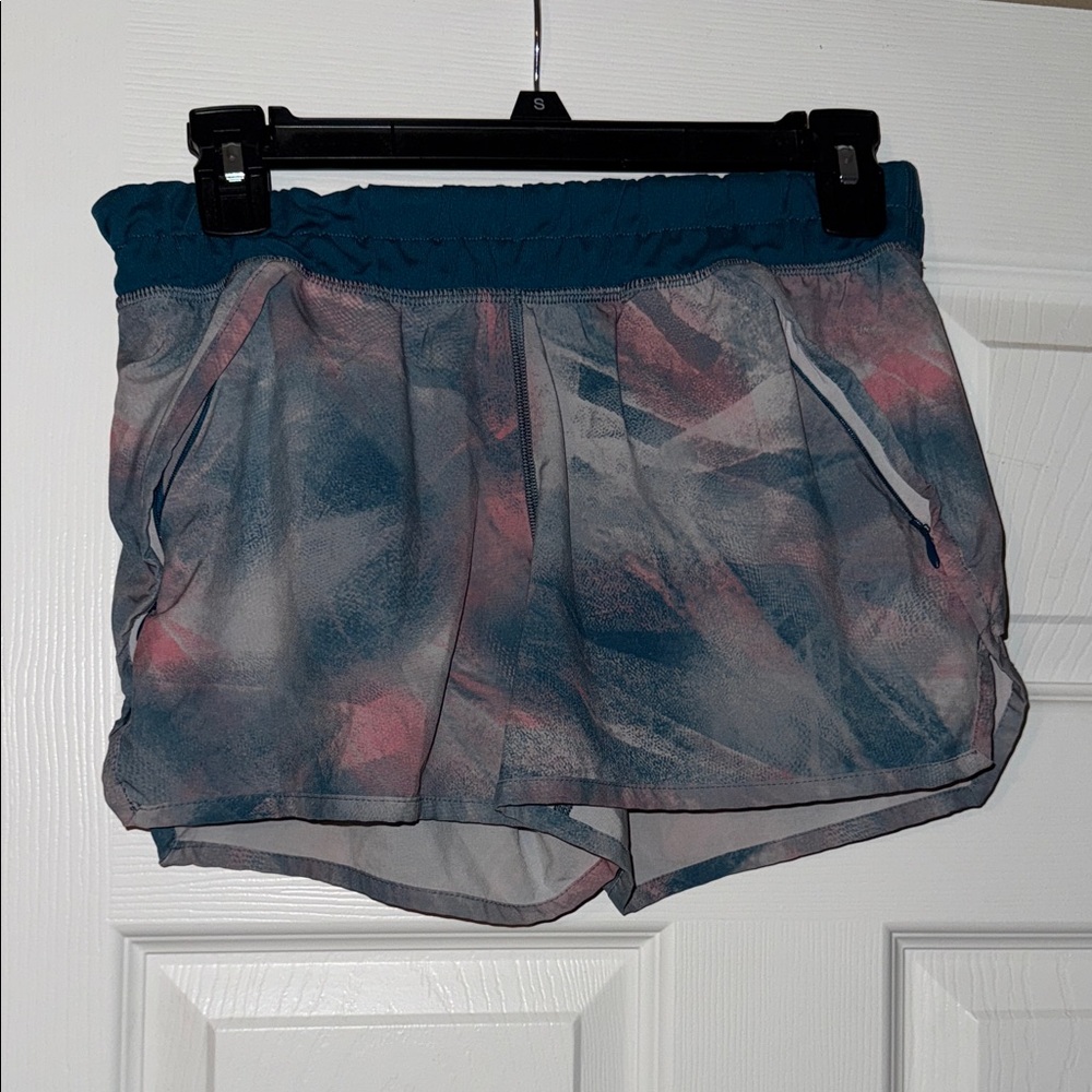 Lululemon Athletica Blue and Pink Patterned Athletic Shorts